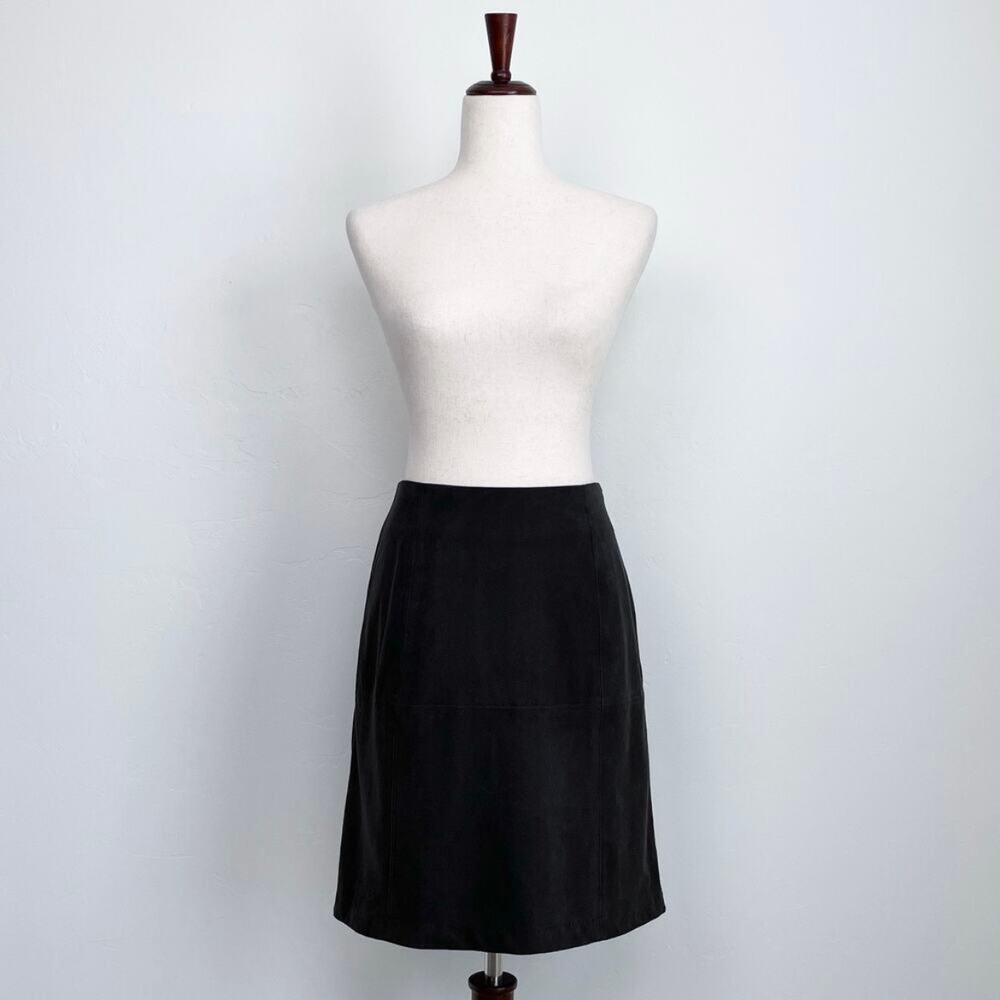 J. Jill SIZE 4 Brown Autumn Faux Suede Minimalist Pencil Mini A-Line Skirt NWT - Picture 5 of 12